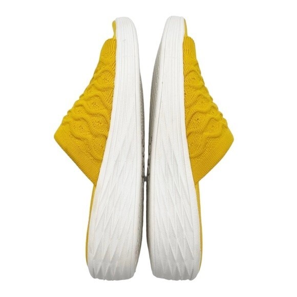 Ryka Nanette Stretch Knit Slide Demi-Wedge Slip-On Sandal Yellow White Size 9.5 - Picture 11 of 15